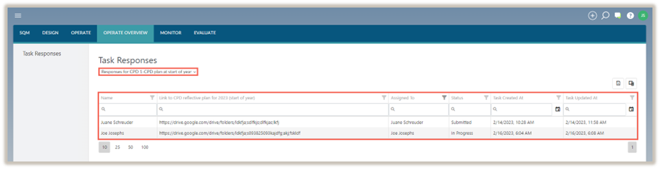 Tareas visualizadas.
